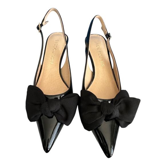 New in Box Jack Rogers Black Bow Patent Kitten Heels 8 - Picture 2 of 10